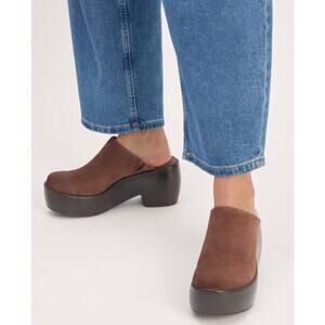 Everlane The Wooden Puffa Clog Dark Umber Suede Brown Size 5 New without Box!